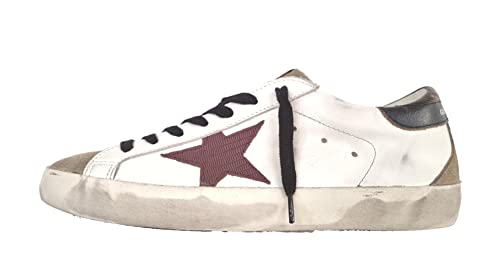 Golden Goose Zapatos Zapatillas Hombre Vintage Superstar 11394 Blanco Burdeos Negro, Blanco Negro Burdeos, 42 EU