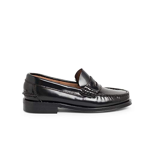 Pisamonas Zapatos Castellanos Mocasines de Piel para niño Talla 34 en Color Negro