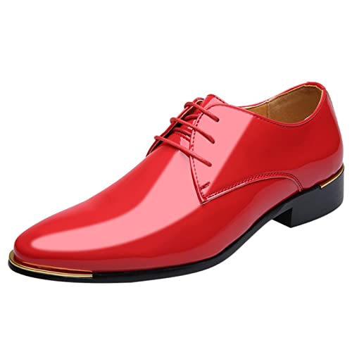 Surfiiy Y zapatos estilo puntiagudo cuero para hombre clásico de negocios casual zapatos de cuero para hombres Zapatillas De Hombre Deportivas (Red-b, 46)