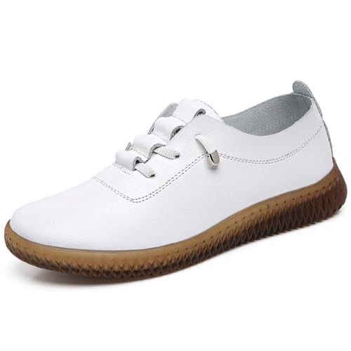 Zapatos casuales para mujer Mocasines planos suaves y cómodos para mujer Simple (Blanco）
