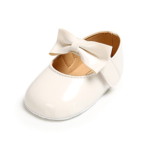MASOCIO Zapatos Bebe Niña Primeros Pasos Bailarinas Bebé Princesa Bautizo Mary Jane Calzado Talla 18 0-6 Meses Blanco