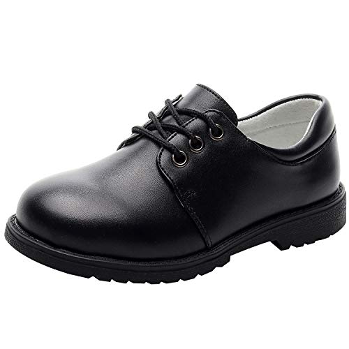 rismart Niño Punta Redonda Zapato Oxford Vestir para Traje Escuela Calzado(Negro,36 EU)