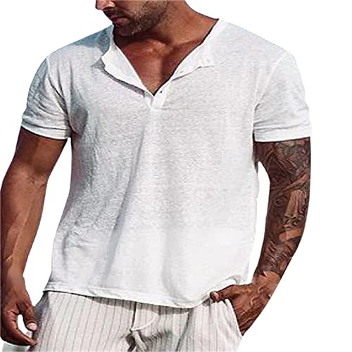 Camiseta de Manga Corta para Hombre Simple, Informal, Transpirable, a la Moda Camisa De Futbol Americano (Camiseta de Manga Larga HSJ21-Blanco,XXL)