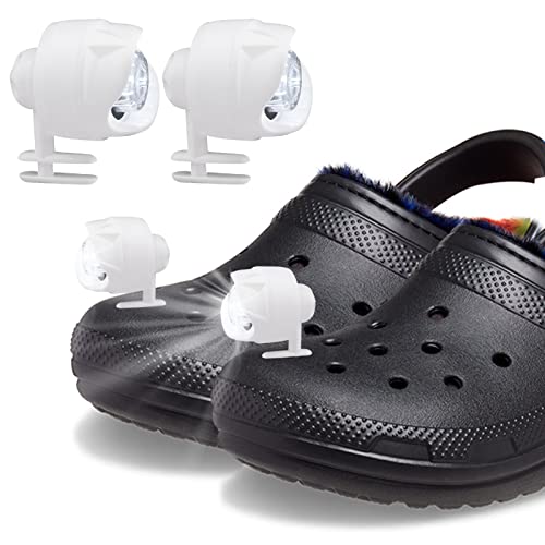 Faros para Crocs, luz Croc impermeable IPX5, luces LED 2 piezas para zapatos Croc adultos niños decoración de zapatos Croc (White)