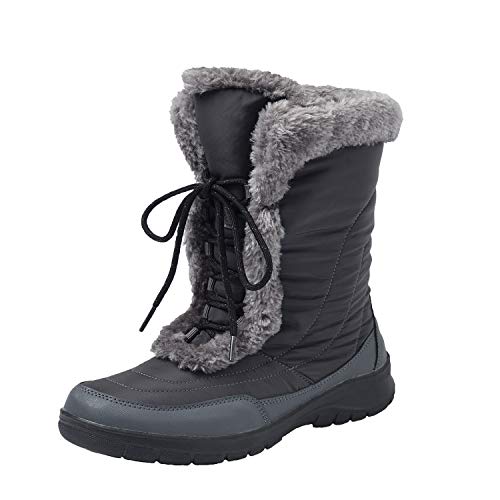 Shenji Zapatos de Invierno - Botas de Nieve con Cordones para Mujer H7629 Gris 38