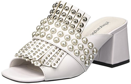 Jeffrey Campbell 8-Lenoir St, Zapatos de tacón con Punta Abierta Mujer, Blanco Leather White Silver 001, 36 EU