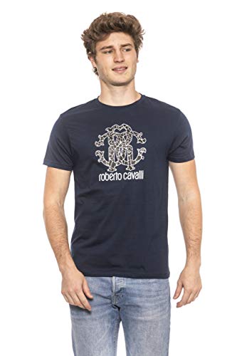 Roberto Cavalli HSH00T - Camiseta de manga corta para hombre azul navy M
