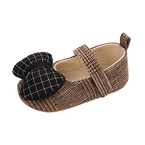 LOIJMK Niños Niños Bebé Niños Niñas Bowknot Plaid Goma Antideslizante Primeros Zapatos de Senderismo Velcro 24, café, 22 EU