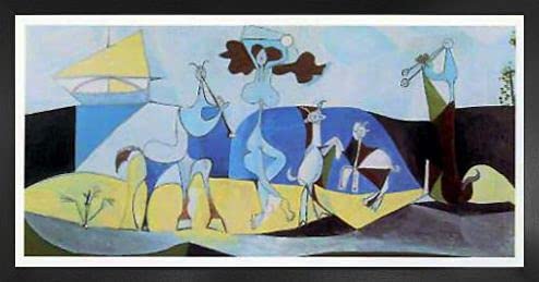 Pablo Picasso Póster Impresión Artística con Marco (Madera DM) - La Joie De Vivre (100 x 50cm)