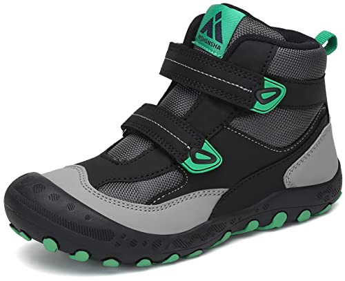 Mishansha Zapatos de Senderismo para Niños Zapatillas de Trekking Niña Antideslizante Exterior Botas de Montaña Ligero, 028 Negro, 25 EU