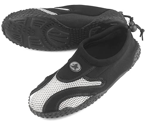 Zapatos de Agua, Zapatillas para Buceo Snorkel Surf Piscina Playa Vela Mar Río Aqua Cycling Deportes Acuáticos, Calzado de Natación Escarpines para Hombre Mujer Unisex (Negro, Numeric_44)