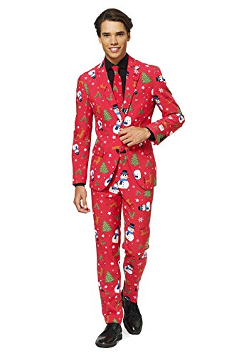 OppoSuits Fun Ugly Christmas Suits for Men – The Rudolph – Full Suit: Jacket, Pants & Tie Traje de Hombre, Surtido, 38