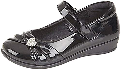 US Brass Paige II de Chica Táctil Sujeción Diamante Barra Broche Zapatos Negro - Negro, 9 UK Child