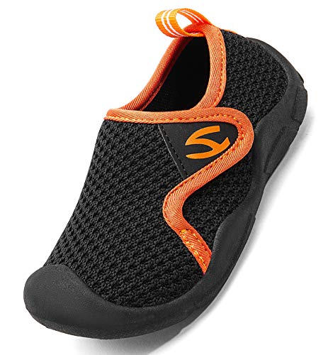 INMINPIN Zapatillas de Estar por Casa para Niña Niño Calzado Deportivo Zapatos de Interior de Punto Cómodos Suave Antideslizante,Negro,21EU.