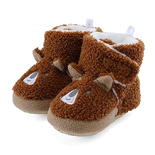 LACOFIA Botas de Invierno para Bebé Niño Zapatos Primeros Pasos con Suela Blanda Antideslizante Patucos Bebé Marrón 6-12 Meses