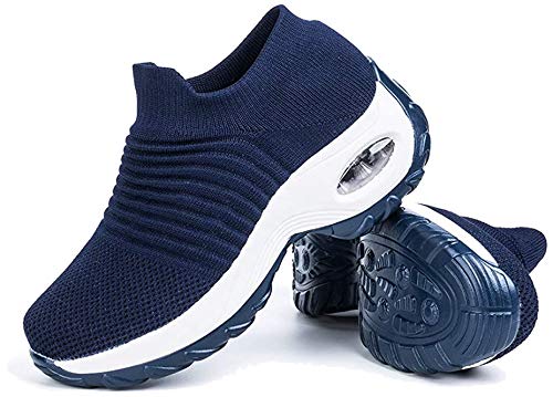 Zapatillas Deportivas de Mujer Zapatos Running Fitness Gym Outdoor Sneaker Casual Mesh Transpirable Comodas Calzado Azul Talla 40